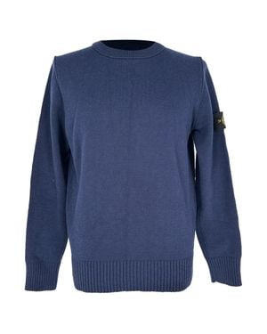 Stone Island Crewneck Knitted Sweater - Blue