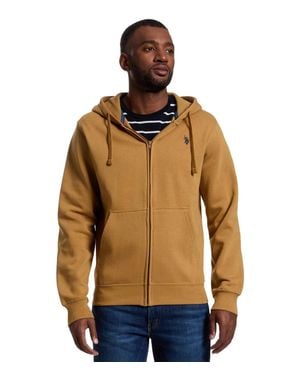 U.S. POLO ASSN. U. S. Polo Assn. Hoodie Collegiate Tan Long Sleeve Full Zip Jax1922 - Brown