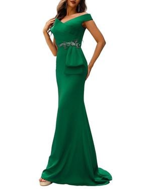 Terani Solid Maxi Dress - Green