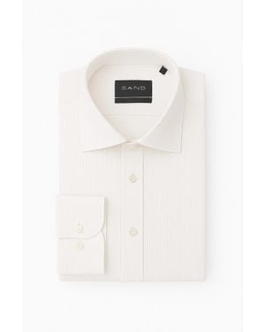 Sand Seersucker State Soft Long Sleeve Shirt - White