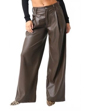 Olivaceous Me Espresso Faux Leather Pant - Brown