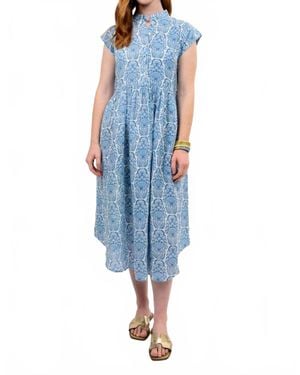 Ivy Jane Linen Short Sleeves Dress - Blue
