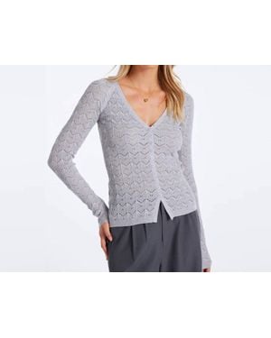 Bishop + Young Bijou Pointelle Long Sleeve Cardigan - Gray