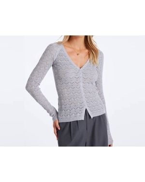 Bishop + Young Bijou Pointelle Long Sleeve Cardigan - Gray