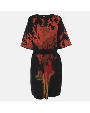 Missoni Abstract Print Jersey Drawstring Midi Dresses - Red