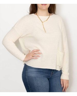 Ma'ry'ya Boatneck Boucle Pullover Sweater - White