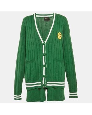 Joshua Sanders X Smiley Cable Knit Cardigan And Shorts Set - Green