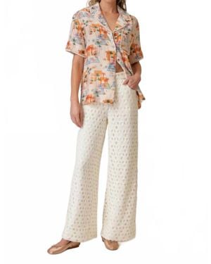 Line & Dot Bowen Crochet High Waisted Pants - Natural