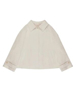 Montedoro Neutral Cropped Cape Style Tailored Outerwear - Natural