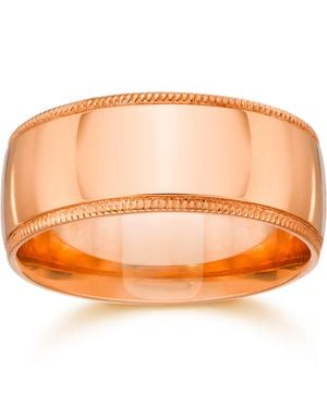 Pompeii3 Rose Gold Milgrain Polished Wedding Band - Orange