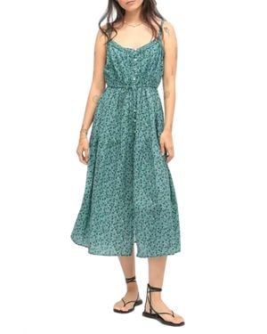 Electric and Rose Quinn Pansy Print Midi Sundress - Green