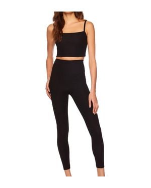 Susana Monaco High-Waisted Ribbed Leggings - Black