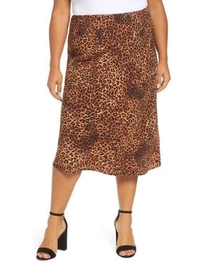 Bobeau Lyndon Satin Bias Skirt - Brown