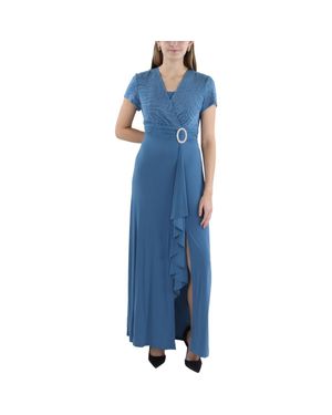 R & M Richards Glitter Polyester Evening Dress - Blue