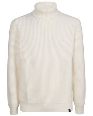 Fay Virgin Wool Ribbed Turtleneck Sweater - White