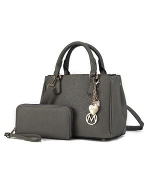 MKF Ruth Vegan Leather Satchel Bag With Wallet - Gray