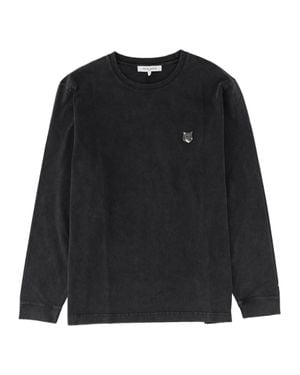 Maison Kitsuné Long-Sleeve Embroidered Cotton T-Shirt - Black
