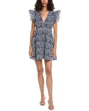 Sail To Sable Flutter Sleeve Dress - Blue