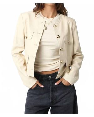 Olivaceous Romi Faux Leather Jacket With Buttons - Natural