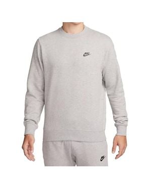 Nike Club Fleece Relaxed Fit Crewneck Logo Sweatshirt - Gray