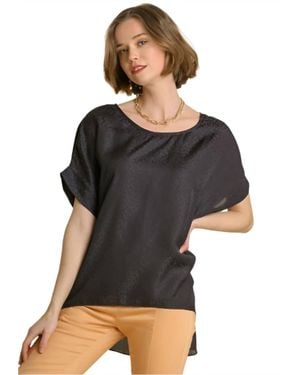 Umgee Animal Jacquard Dolman Sleeve Top - Black