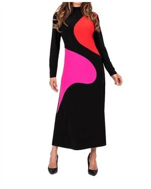 Scapa Color Block Dots Maxi Sheath Dress - Red
