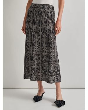 Misook A-Line Two-Tone Jacquard Knit Maxi Skirt - Multicolor