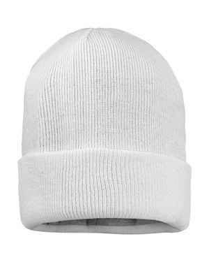Sportsman Jersey Lined 12 Cuffed Beanie - White