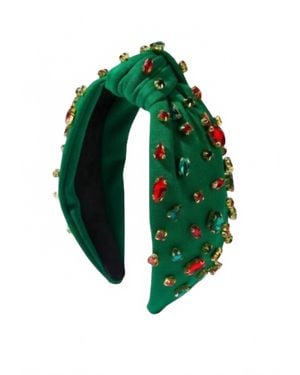PREP obsessed Holiday Top Knot Crystal Headband - Green