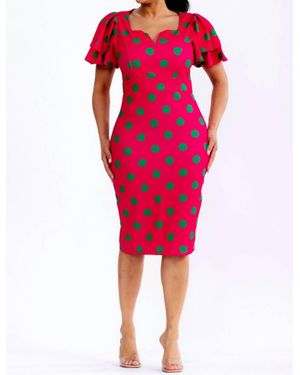 Karen T Design Polka Dots Midi Dress - Red