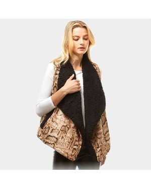 TRUEDAMES Snake Skin Fur Lining Vest - Natural