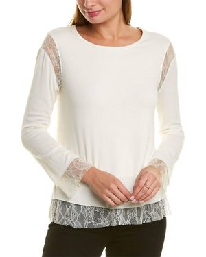Bailey 44 Isabel Floral Lace-trim Pullover Top Shirt - Gray
