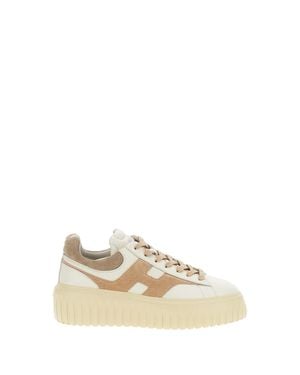 Hogan Nappa Leather H-Stripes Sneakers - Natural