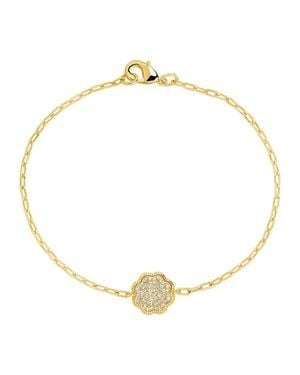 Sterling Forever Raemy Cz Rose Petal Station Bracelet - Metallic