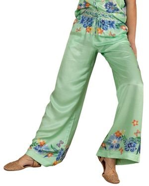 Hale Bob Selene Silk-Blend Pant - Green