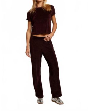 PERFECTWHITETEE Holly Velour Wide Leg Sweat Pant - Black