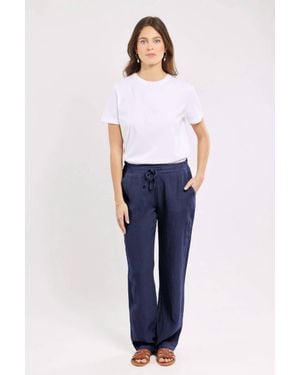 Armor Lux Drawstring Linen Pant - Blue