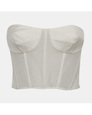 Shona Joy Off Linen Blend Corset Top - Gray