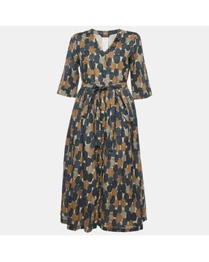 Max Mara Pesche Print Cotton Midi Dress - Green