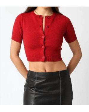 Olivaceous Bella Short Sleeve Knit Cardigan - Red