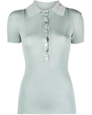 Aeron Ribbed Short Sleeve Polo Top - Green