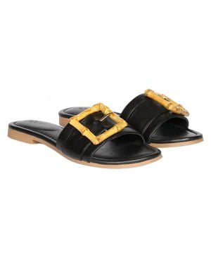 Jelavu Amsterdam Bamboo Buckle Sandals - Black