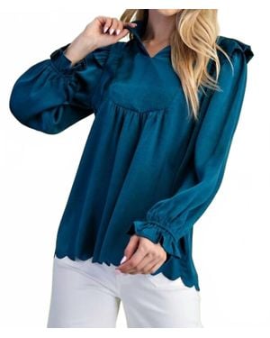 Gigio Balloon Sleeve Top - Blue