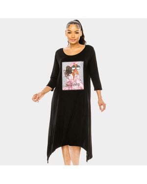 TRUEDAMES Queen Printed Bling Dress - Black