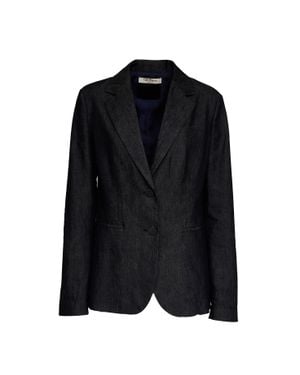 Dondup Peak Lapel Silk Denim Single-Breasted Blazer - Black