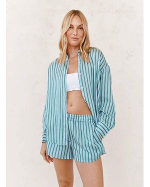 Bella Dahl Oversized Button Down Shirt - Blue
