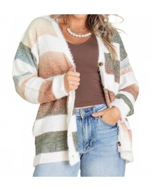Haptics Remi Striped Button Down Cardigan - Multicolor