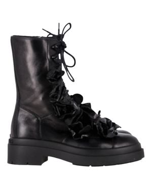 Jimmy Choo Nari Flowers Combat Booties - Black