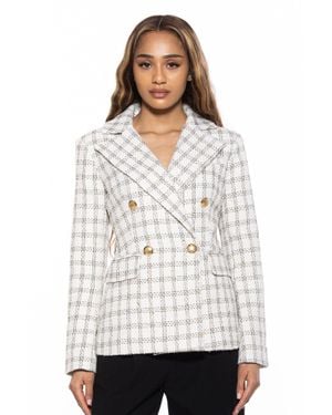 Alexia Admor Farrah Tweed Classic Double Breasted Jacket - White