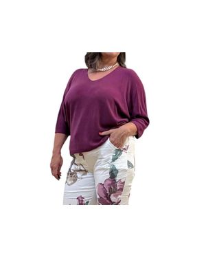 Cocco Bello Fine Knit Bat Sleeve Sweater - Purple